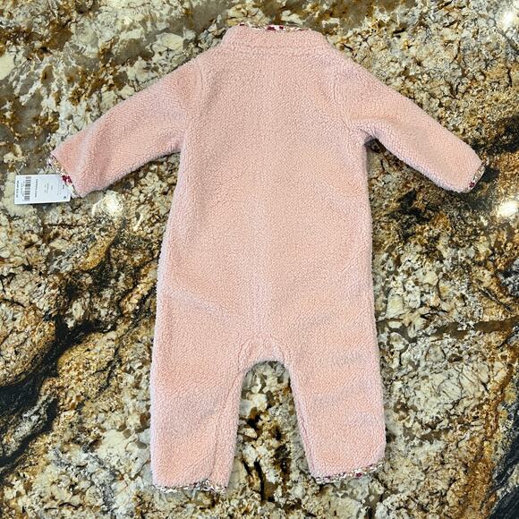 NWT Carter's Baby Girl Pink W/ Floral TrimZip-Up Sherpa Jumpsuit - SIZE 6M - Picture 7 of 10